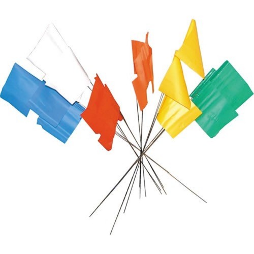 Red plastic survey marker - -,